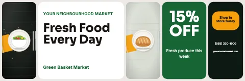 Grocery & market bento strip banner template