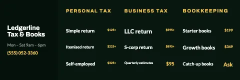 Accounting & tax menu strip banner template