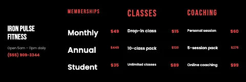 Fitness & gym menu strip banner template