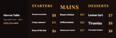 Restaurant menu strip banner template