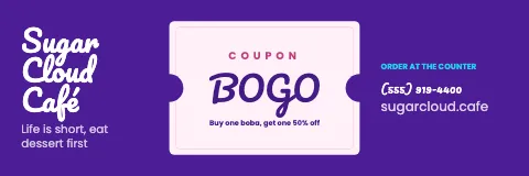Desserts & boba coupon banner template