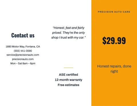 Auto repair bold brochure template