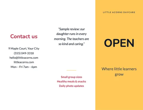 Daycare & preschool bold brochure template