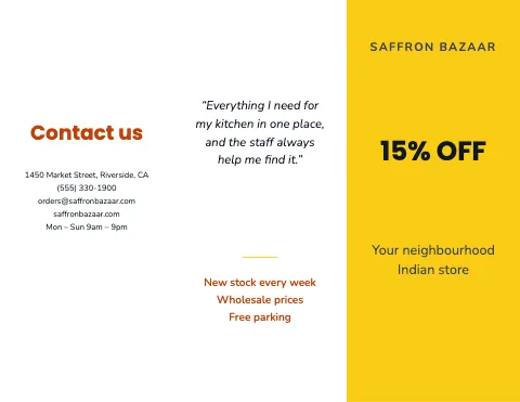 Indian grocery bold brochure template