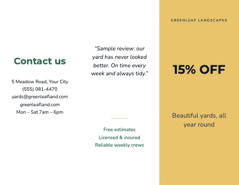 Landscaping bold brochure template
