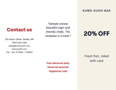 Sushi bar bold brochure template
