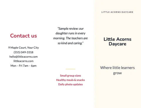 Daycare & preschool minimal brochure template