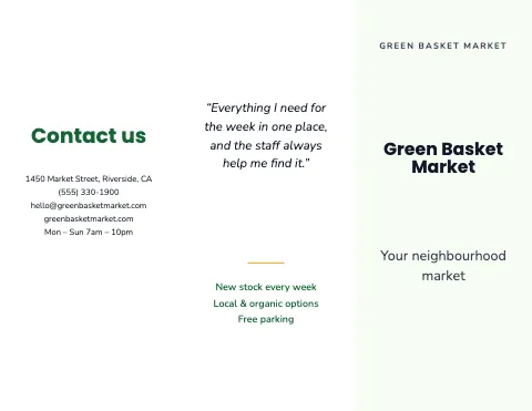 Grocery & market minimal brochure template