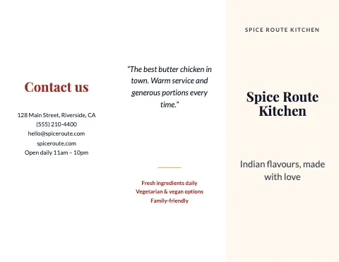 Indian restaurant minimal brochure template