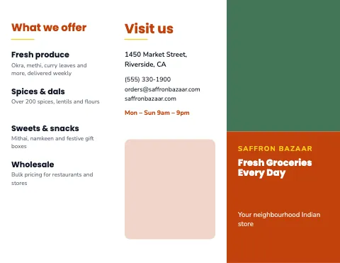 Indian grocery prices & offer brochure template
