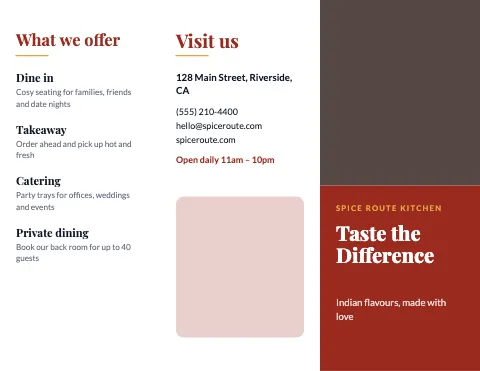 Indian restaurant prices & offer brochure template