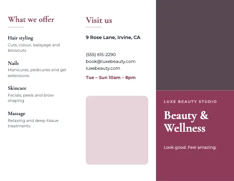 Salon & spa prices & offer brochure template