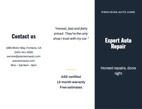 Auto repair company profile brochure template