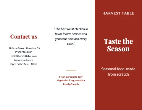 Restaurant company profile brochure template