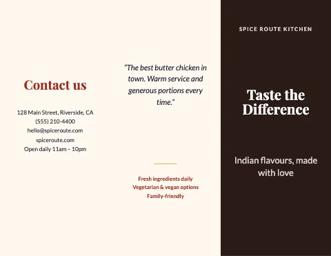 Indian restaurant services brochure template