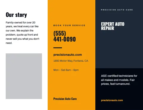 Auto repair colour block brochure template