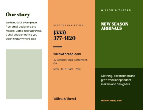 Retail & boutique colour block brochure template