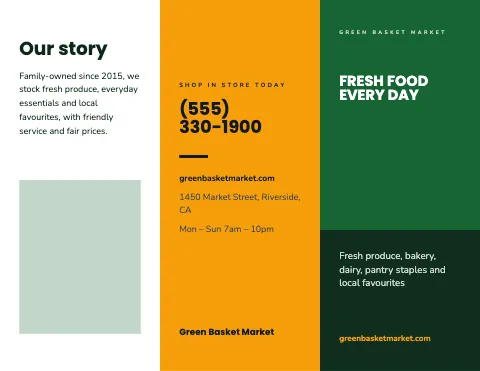 Grocery & market colour block brochure template