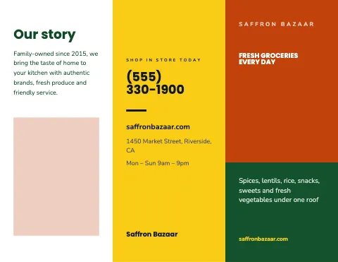 Indian grocery colour block brochure template