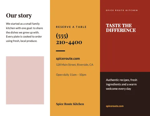 Indian restaurant colour block brochure template