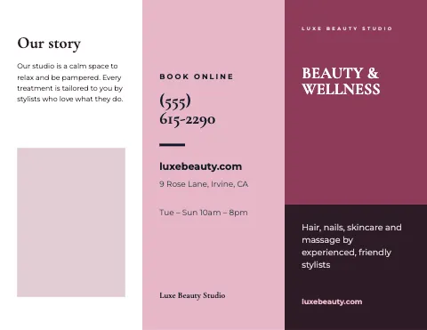 Salon & spa colour block brochure template