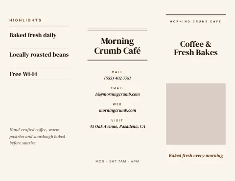 Café & bakery editorial brochure template