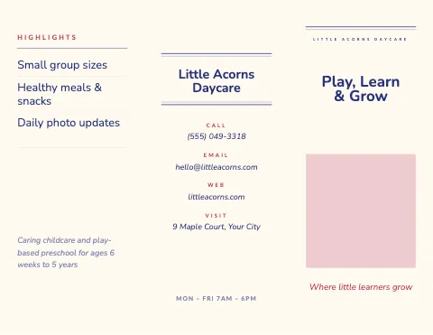Daycare & preschool editorial brochure template
