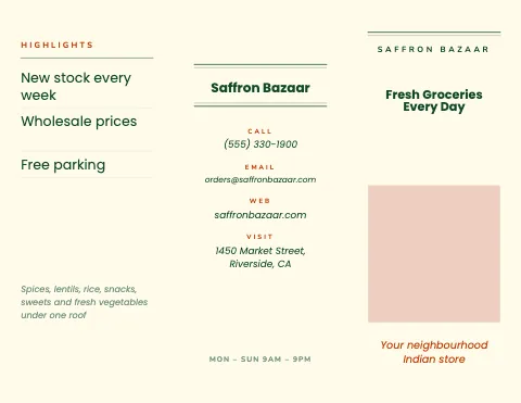 Indian grocery editorial brochure template