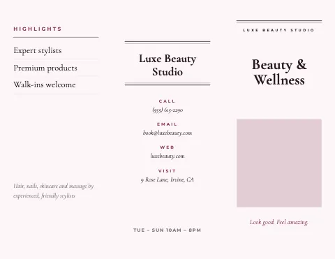 Salon & spa editorial brochure template