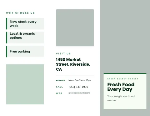 Grocery & market photo cover brochure template
