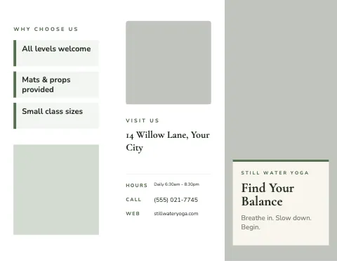 Yoga studio photo cover brochure template
