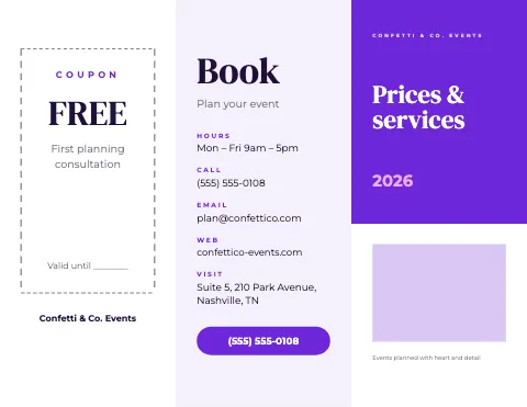 Event planner price tables brochure template