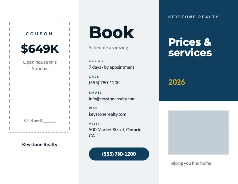 Real estate price tables brochure template
