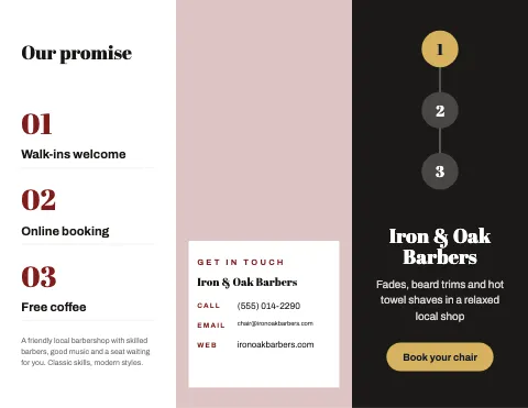 Barbershop process steps brochure template