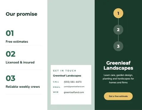 Landscaping process steps brochure template