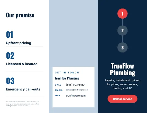 Plumbing & HVAC process steps brochure template