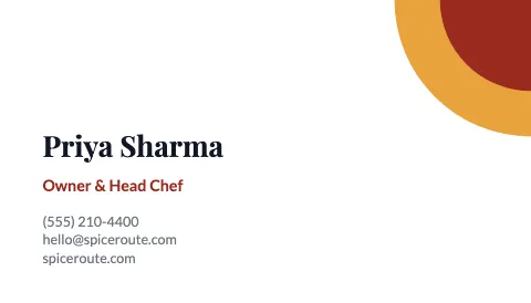 Indian restaurant corner business card template