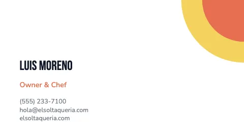 Taqueria corner business card template