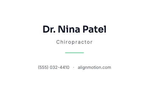 Chiropractic & physio minimal business card template