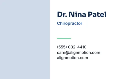 Chiropractic & physio headshot business card template
