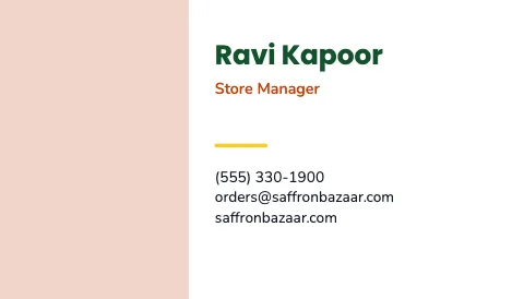 Indian grocery headshot business card template