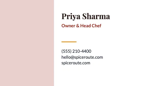 Indian restaurant headshot business card template