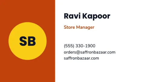 Indian grocery split business card template