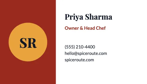 Indian restaurant split business card template