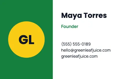 Juice & smoothie bar split business card template