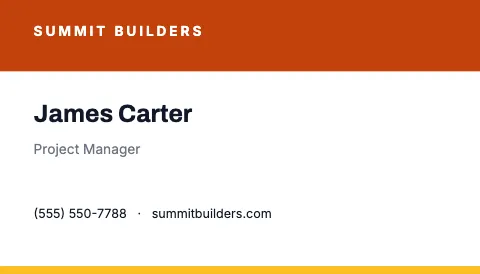 Contractor & construction stripe business card template