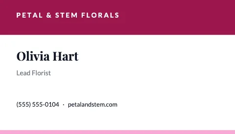 Florist stripe business card template