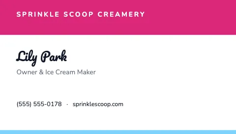 Ice cream shop stripe business card template