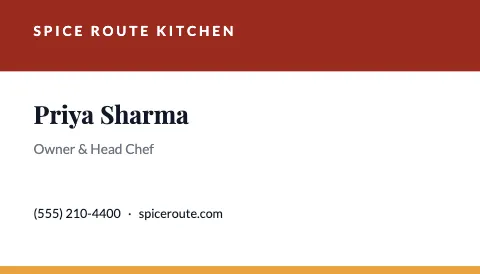 Indian restaurant stripe business card template