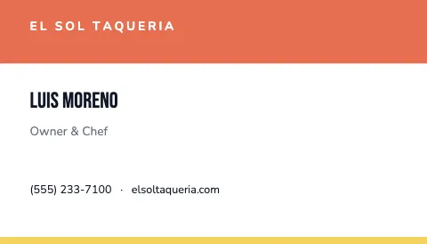 Taqueria stripe business card template